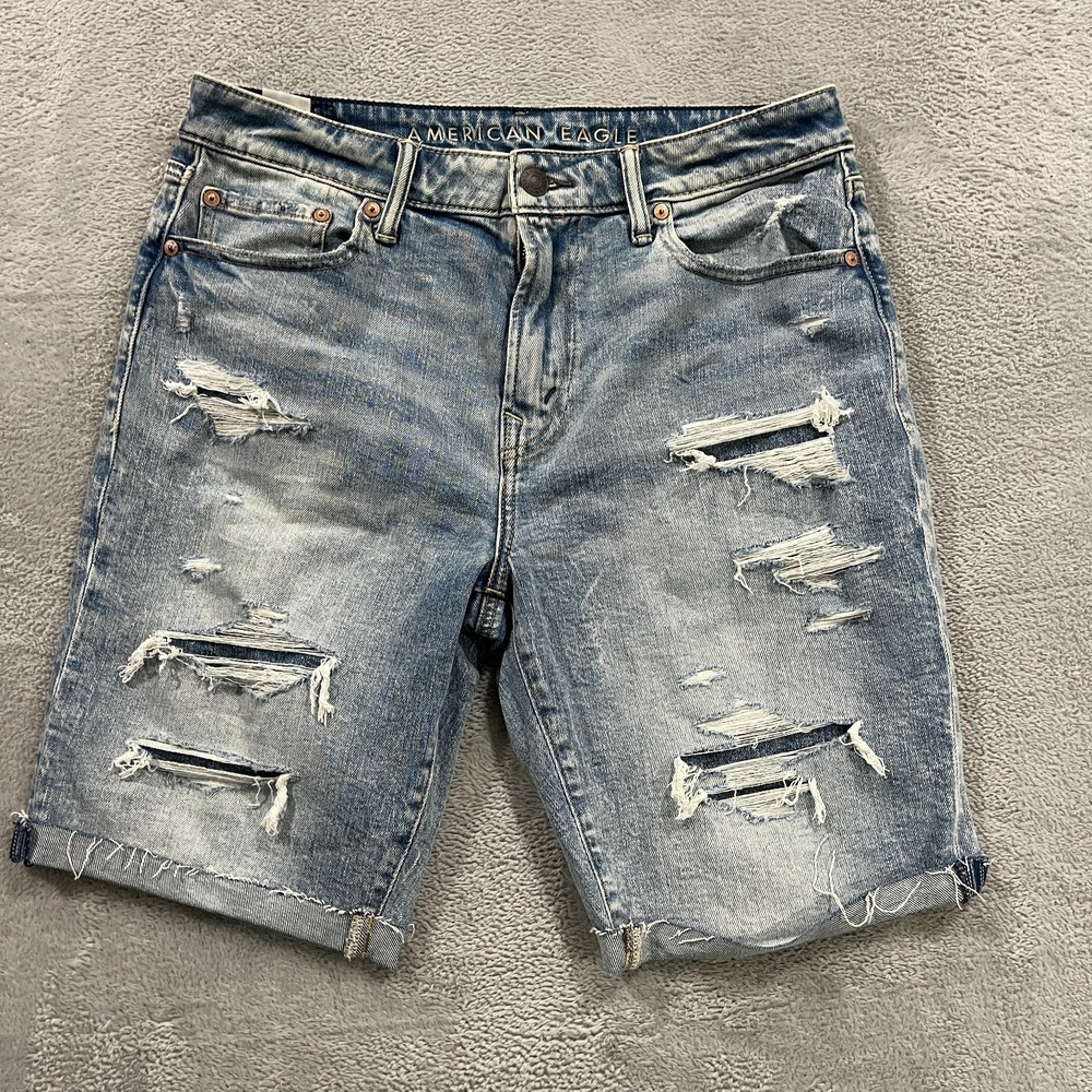 American Eagle Jean Shorts Mens 32 AirFlex Denim Distressed‎ Y2K Retro Skater